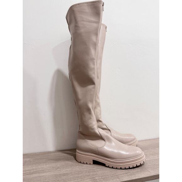 Gianvito Rossi Marsden 20 Faux Leather Over-the-Knee Boots Cream Women's EU 40 - Picture 4 of 7